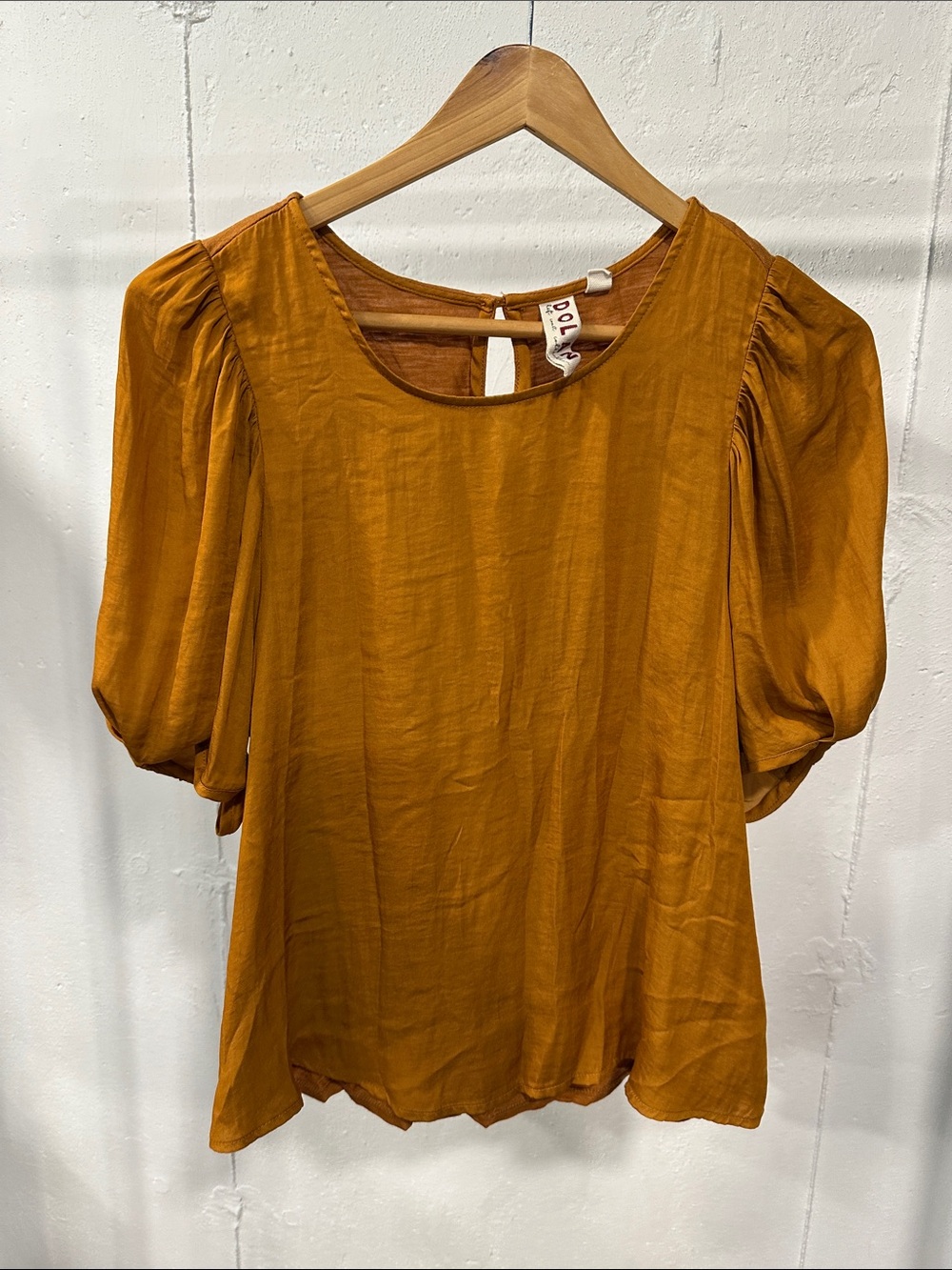 Dolce left coast anthropologie Ochre Puff-Sleeve Blouse